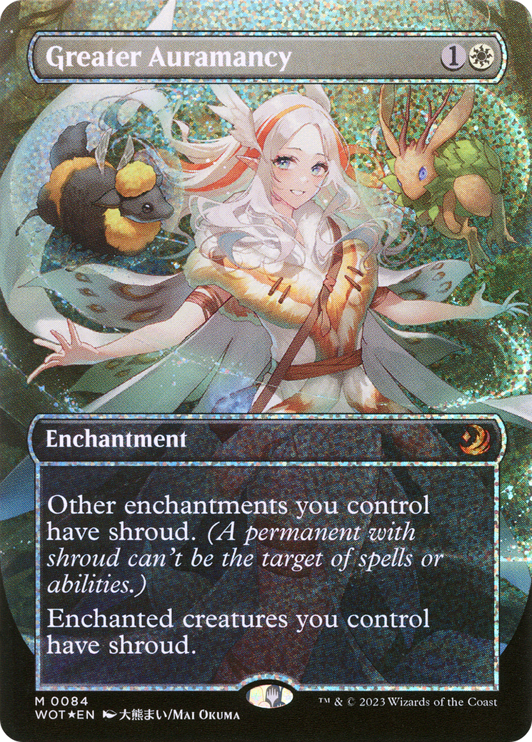 Greater Auramancy (Anime Borderless) (Confetti Foil) [Wilds of Eldraine: Enchanting Tales] | Grognard Games