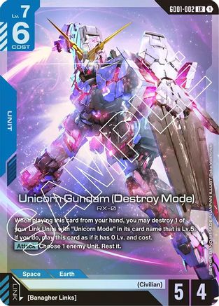 Unicorn Gundam (Destroy Mode) - Newtype Rising (GD01-002) Holofoil