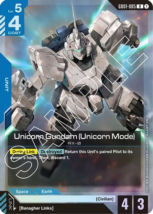 Unicorn Gundam (Unicorn Mode) - Newtype Rising (GD01-005) Holofoil