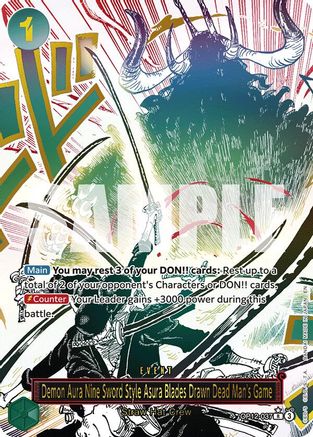 Demon Aura Nine Sword Style Asura Blades Drawn Dead Man's Game (Alternate Art) (OP12-037) - Legacy of the Master Foil | Grognard Games