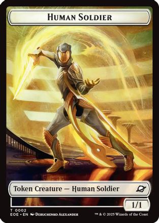 Human Soldier // Lander (0008) Double-Sided Token (EOE-2 // 8) - Edge of Eternities Foil | Grognard Games
