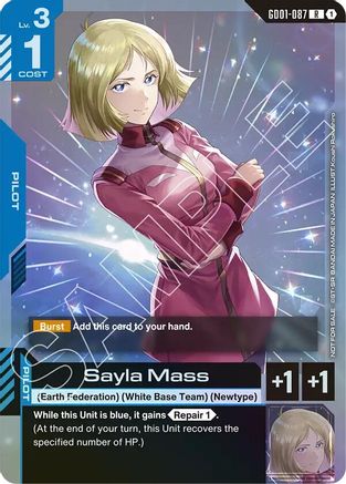 Sayla Mass (Store Tournament Participant Pack 01) - Gundam Promotional Cards (GD01-087) Holofoil | Grognard Games