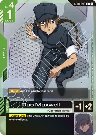 Duo Maxwell (Store Tournament Participant Pack 01) - Gundam Promotional Cards (GD01-090) Holofoil