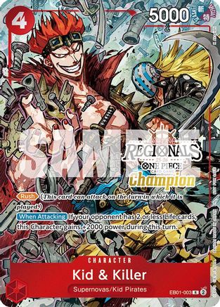 Kid & Killer (Offline Regional Champion Card Set 2025 Vol.2) (EB01-003) - One Piece Promotion Cards Foil | Grognard Games