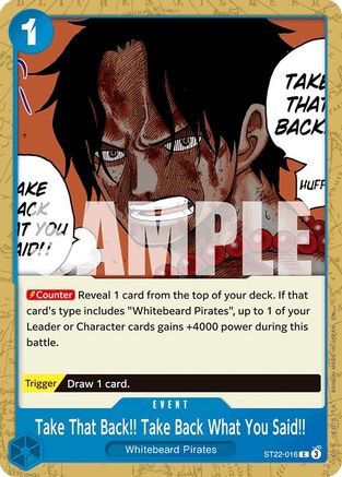 Take That Back!! Take Back What You Said!! (ST22-016) - Starter Deck 22: Ace & Newgate | Grognard Games