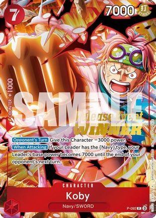 Koby (OP12 Release Event Winner) (P-092) - One Piece Promotion Cards Foil | Grognard Games