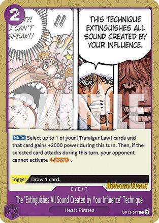 The "Extinguishes All Sound Created by Your Influence" Technique (OP12-077) - Legacy of the Master Release Event Cards | Grognard Games