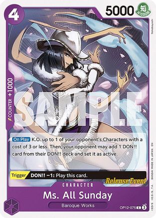 Ms. All Sunday (OP12-075) - Legacy of the Master Release Event Cards | Grognard Games