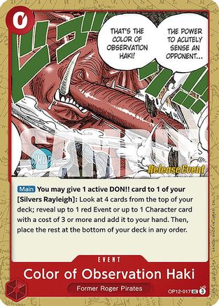 Color of Observation Haki (OP12-017) - Legacy of the Master Release Event Cards | Grognard Games