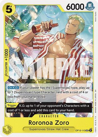 Roronoa Zoro (113) (OP12-113) - Legacy of the Master Release Event Cards | Grognard Games