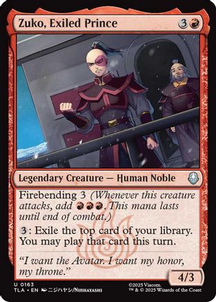 Zuko, Exiled Prince (TLA-163) - Avatar: The Last Airbender | Grognard Games