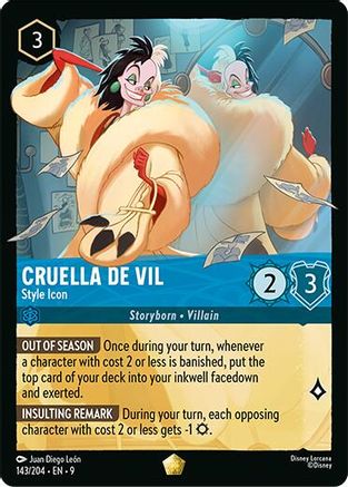 Cruella De Vil - Style Icon (143/204) - Fabled Cold Foil | Grognard Games