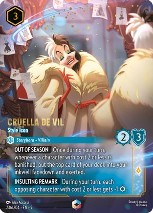 Cruella De Vil - Style Icon (Enchanted) (236/204) - Fabled Holofoil | Grognard Games
