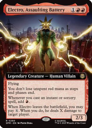 Electro, Assaulting Battery (Extended Art) (SPM-260) - Marvel's Spider-Man Foil | Grognard Games