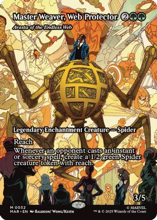 Master Weaver, Web Protector - Arasta of the Endless Web (Borderless) (MAR-032) - Marvel Eternal-Legal Foil | Grognard Games