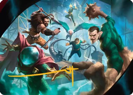 Behold the Sinister Six! Art Card (7/54) (Gold-Stamped Signature) (AASPM-007) - Art Series: Marvel's Spider-Man | Grognard Games