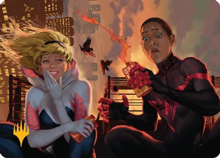 Heroes' Hangout Art Card (Gold-Stamped Planeswalker Symbol) (AASPM-014) - Art Series: Marvel's Spider-Man | Grognard Games