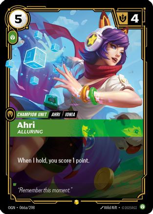 Ahri - Alluring (Alternate Art) (066a/298) - Origins Foil | Grognard Games