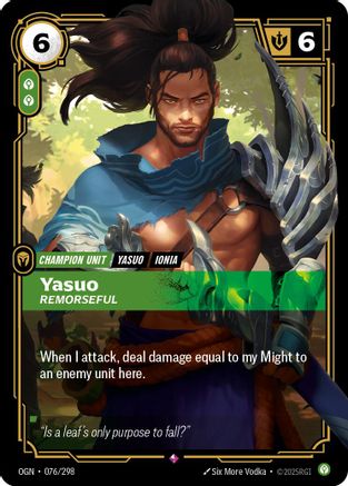 Yasuo - Remorseful (076/298) - Origins Foil | Grognard Games