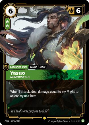 Yasuo - Remorseful (Alternate Art) (076a/298) - Origins Foil | Grognard Games
