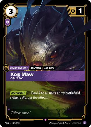 Kog'Maw - Caustic (190/298) - Origins Foil | Grognard Games