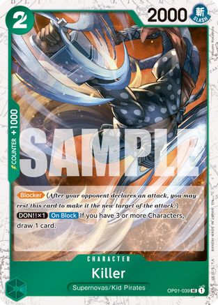 Killer (Pirate Foil) (OP01-039) - Premium Booster -The Best- Vol. 2 Foil | Grognard Games