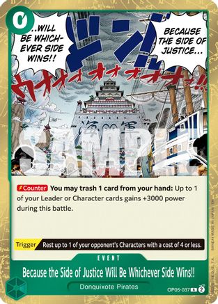 Because the Side of Justice Will Be Whichever Side Wins!! (Reprint) (OP05-037) - Premium Booster -The Best- Vol. 2 Foil | Grognard Games