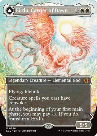 Eirdu, Carrier of Dawn (Borderless) (ECL-286) - Lorwyn Eclipsed Foil | Grognard Games
