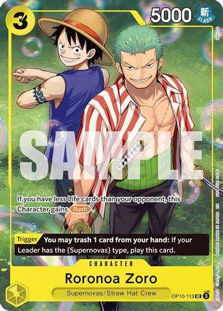 Roronoa Zoro (Learn Together Deck Set - Set Sail Event) (OP10-113) - One Piece Promotion Cards | Grognard Games