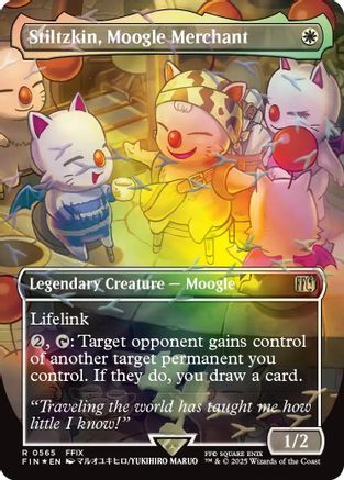 Stiltzkin, Moogle Merchant (Borderless) (Chocobo Track Foil) (FIN-565) - FINAL FANTASY Foil | Grognard Games