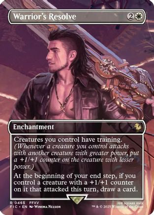 Warrior's Resolve (Borderless) (FIC-465) - Commander: FINAL FANTASY Foil | Grognard Games