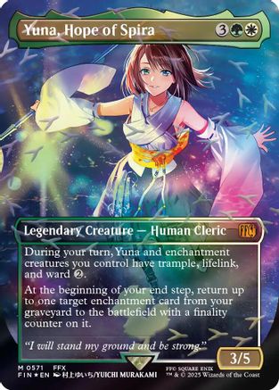 Yuna, Hope of Spira (Borderless) (Chocobo Track Foil) (FIN-571) - FINAL FANTASY Foil | Grognard Games