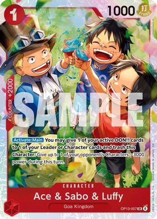 Ace & Sabo & Luffy (OP13-007) - Carrying On His Will Foil | Grognard Games