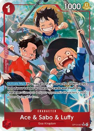 Ace & Sabo & Luffy (Alternate Art) (OP13-007) - Carrying On His Will Foil | Grognard Games