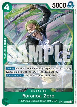 Roronoa Zoro (OP13-037) - Carrying On His Will Foil | Grognard Games