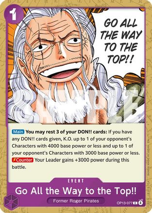 Go All the Way to the Top!! (OP13-077) - Carrying On His Will | Grognard Games