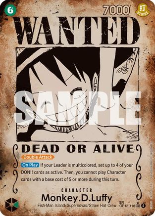 Monkey.D.Luffy (118) (Wanted Poster) (OP13-118) - Carrying On His Will Foil | Grognard Games