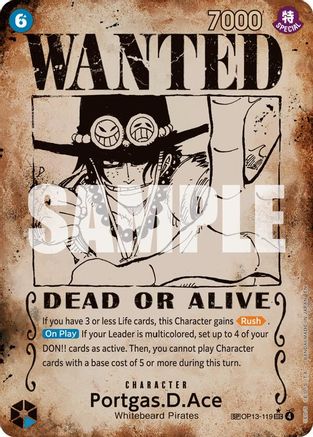 Portgas.D.Ace (119) (Wanted Poster) (OP13-119) - Carrying On His Will Foil | Grognard Games