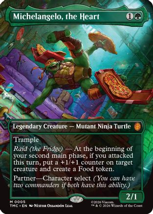 Michelangelo, the Heart (Borderless) (TMC-005) - Commander: Teenage Mutant Ninja Turtles Foil | Grognard Games