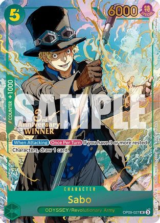 Sabo - OP09-027 (3rd Anniversary Winner) (OP09-027) - One Piece Promotion Cards Foil | Grognard Games