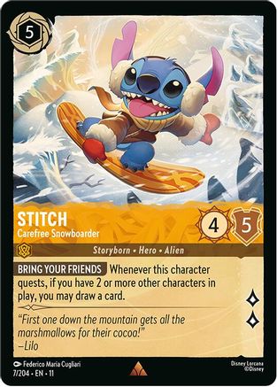 Stitch - Carefree Snowboarder (7/204) - Winterspell Cold Foil | Grognard Games