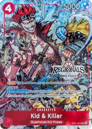 Kid & Killer (CS 25-26 Regionals Textured Chase Promo) (EB01-003) - One Piece Promotion Cards Foil | Grognard Games