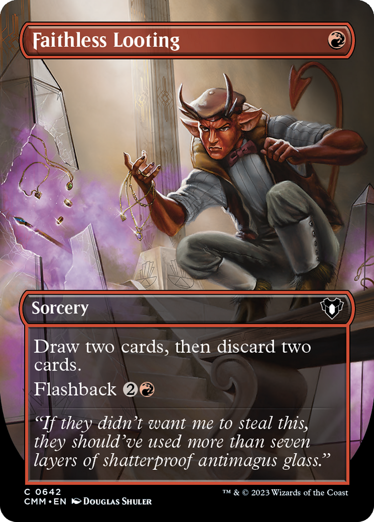 Faithless Looting (Borderless Alternate Art) [Commander Masters] | Grognard Games
