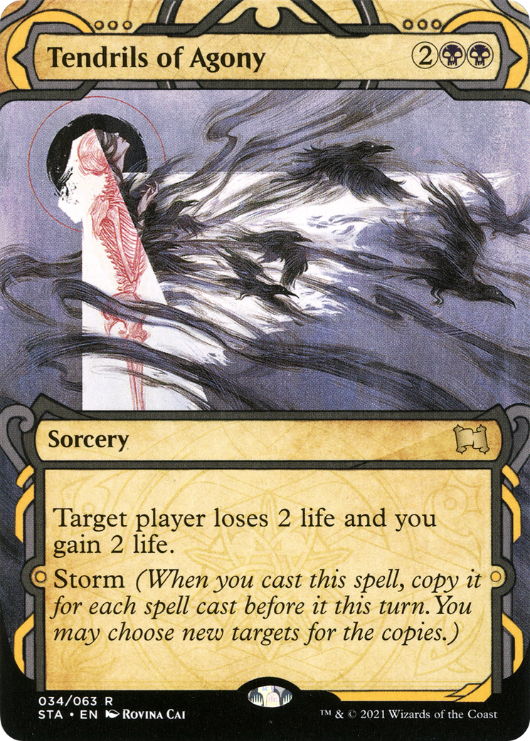 Tendrils of Agony (STA-034) - Strixhaven Mystical Archive: (Showcase) (Borderless) Etched Foil | Grognard Games
