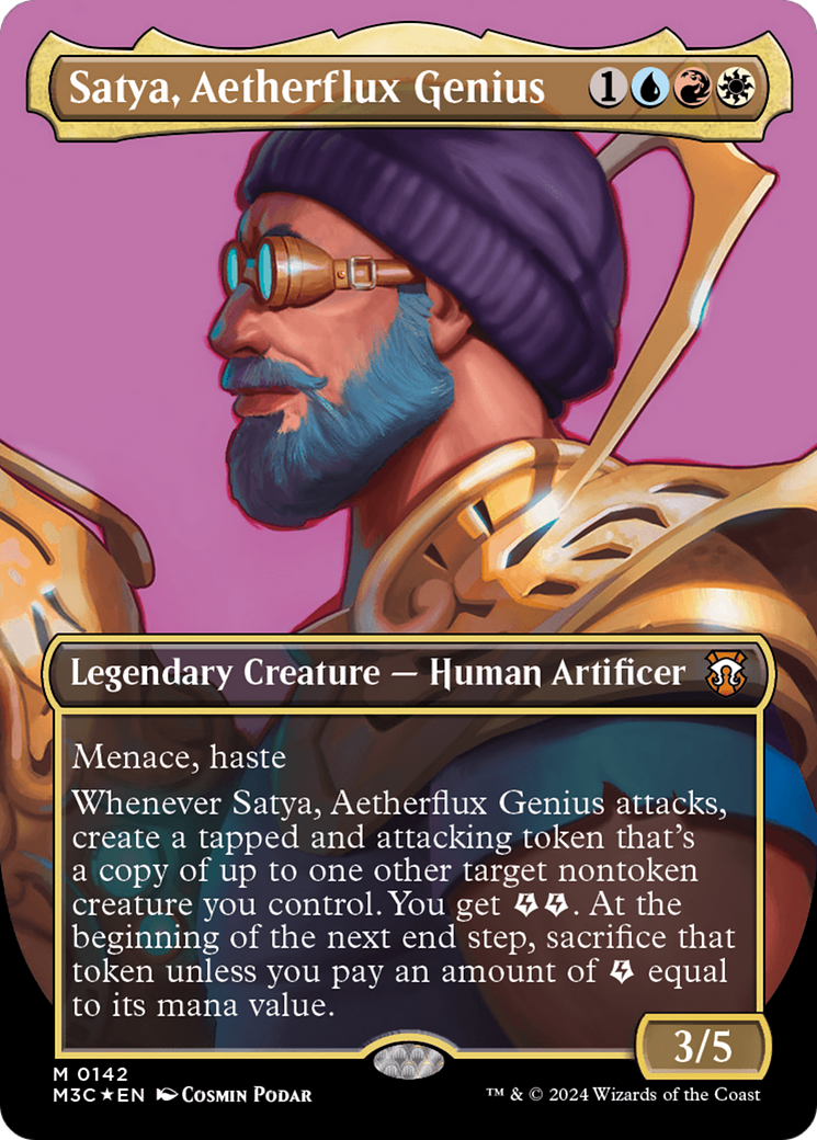 Satya, Aetherflux Genius (Borderless) (Ripple Foil) [Modern Horizons 3 Commander] | Grognard Games