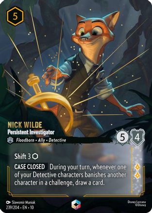 Nick Wilde - Persistent Investigator (Enchanted) (239/204) - Whispers in the Well Holofoil | Grognard Games