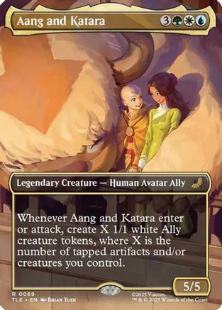 Aang and Katara (Borderless) (TLE-069) - Avatar: The Last Airbender: Eternal-Legal Foil | Grognard Games