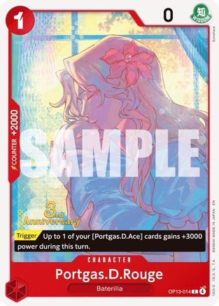 Portgas.D.Rouge (OP13-014) - Carrying On His Will: 3rd Anniversary Tournament Cards | Grognard Games