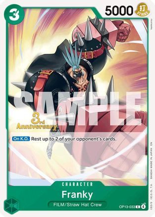 Franky (OP13-033) - Carrying On His Will: 3rd Anniversary Tournament Cards | Grognard Games