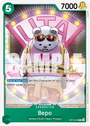 Bepo (OP13-035) - Carrying On His Will: 3rd Anniversary Tournament Cards | Grognard Games